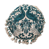 Embroidered Boho Peacock Floor Pillow | OROA