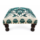 Bohemian Embroidered Upholstered Foot Stool | OROA