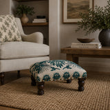 Bohemian Embroidered Upholstered Foot Stool | OROA