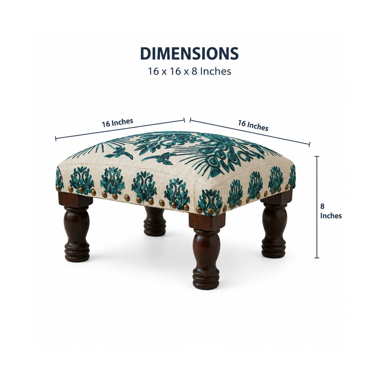Bohemian Embroidered Upholstered Foot Stool | OROA