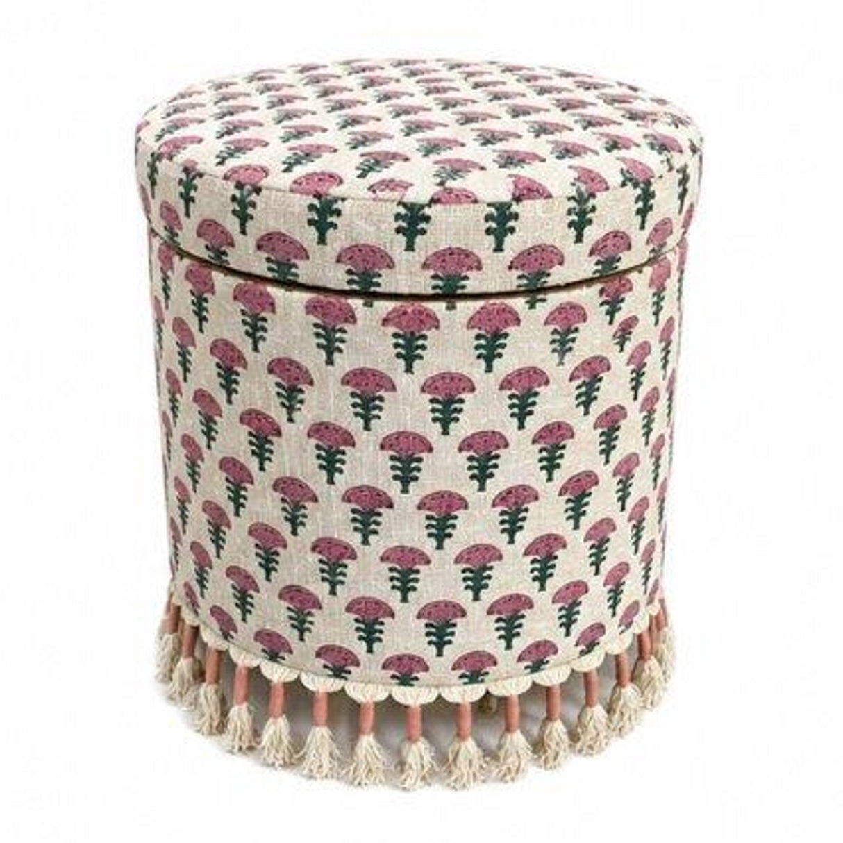 Upholstered Floral Bohemian Storage Ottoman | OROA