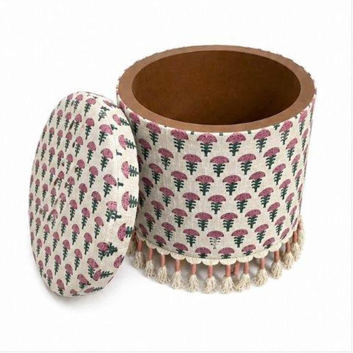 Upholstered Floral Bohemian Storage Ottoman | OROA