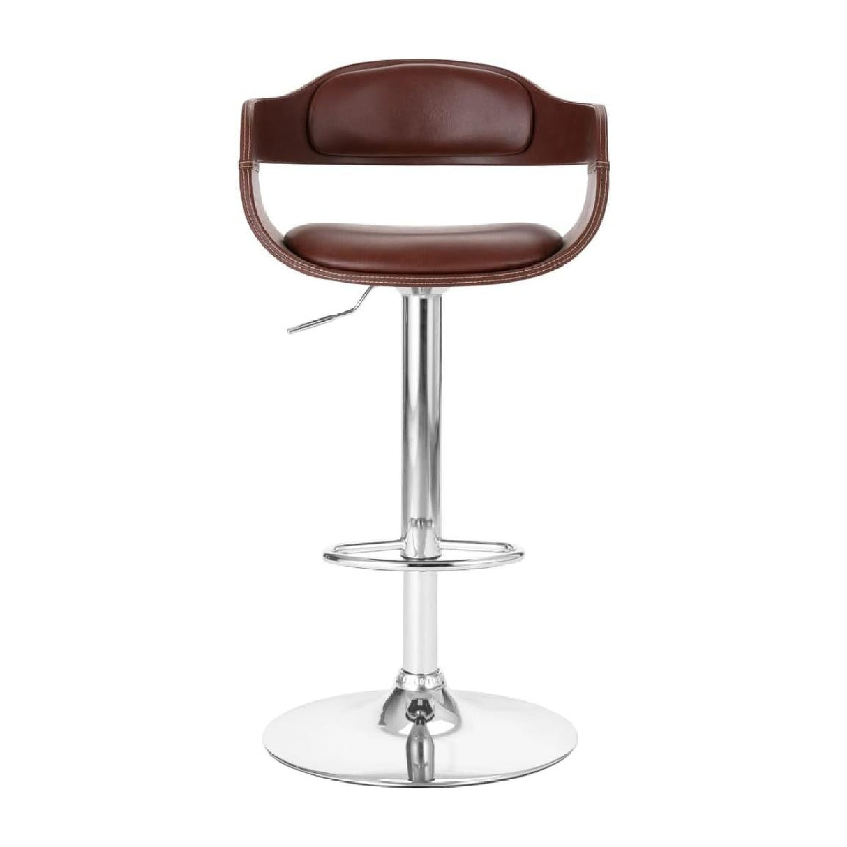 Contemporary Faux Brown Swivel Barstool | OROA