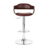 Contemporary Faux Brown Swivel Barstool | OROA