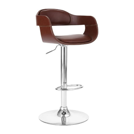 Contemporary Faux Brown Swivel Barstool | OROA