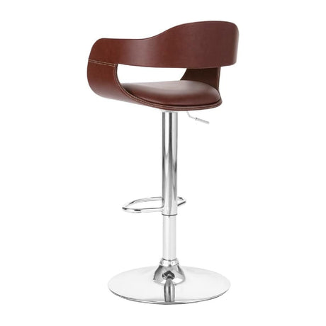 Contemporary Faux Brown Swivel Barstool | OROA