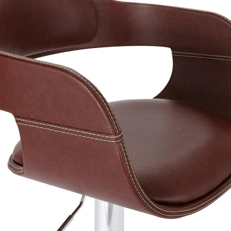 Contemporary Faux Brown Swivel Barstool | OROA