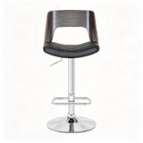 Contemporary Modern Wood Back Adjustable Bar Stool | OROA
