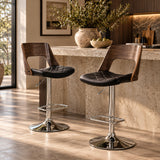 Contemporary Modern Wood Back Adjustable Bar Stool | OROA