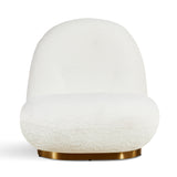 White Swivel Accent Chair with Gold Base | OROA