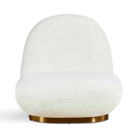 White Swivel Accent Chair with Gold Base | OROA