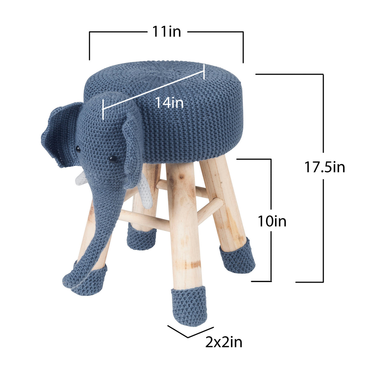 Cute Elephant Upholstered Ottoman Stool | OROA Kids