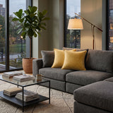 Textured Square Yellow Throw Pillows (2) | OROA