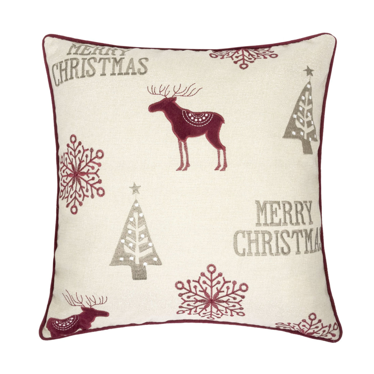 Merry Christmas Embroidered Throw Pillow | OROA