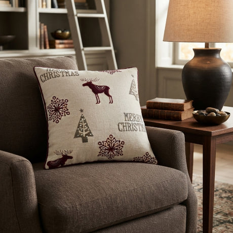Merry Christmas Embroidered Throw Pillow | OROA