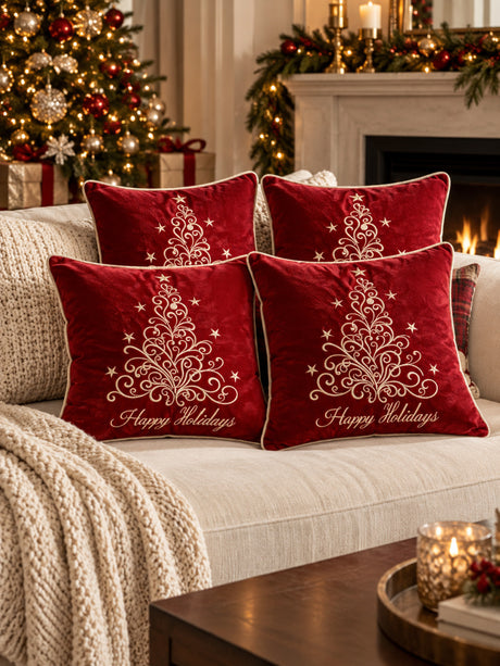 Modern European furniture - Happy Holidays Velvet Christmas Pillows (4) - www.oroa.com