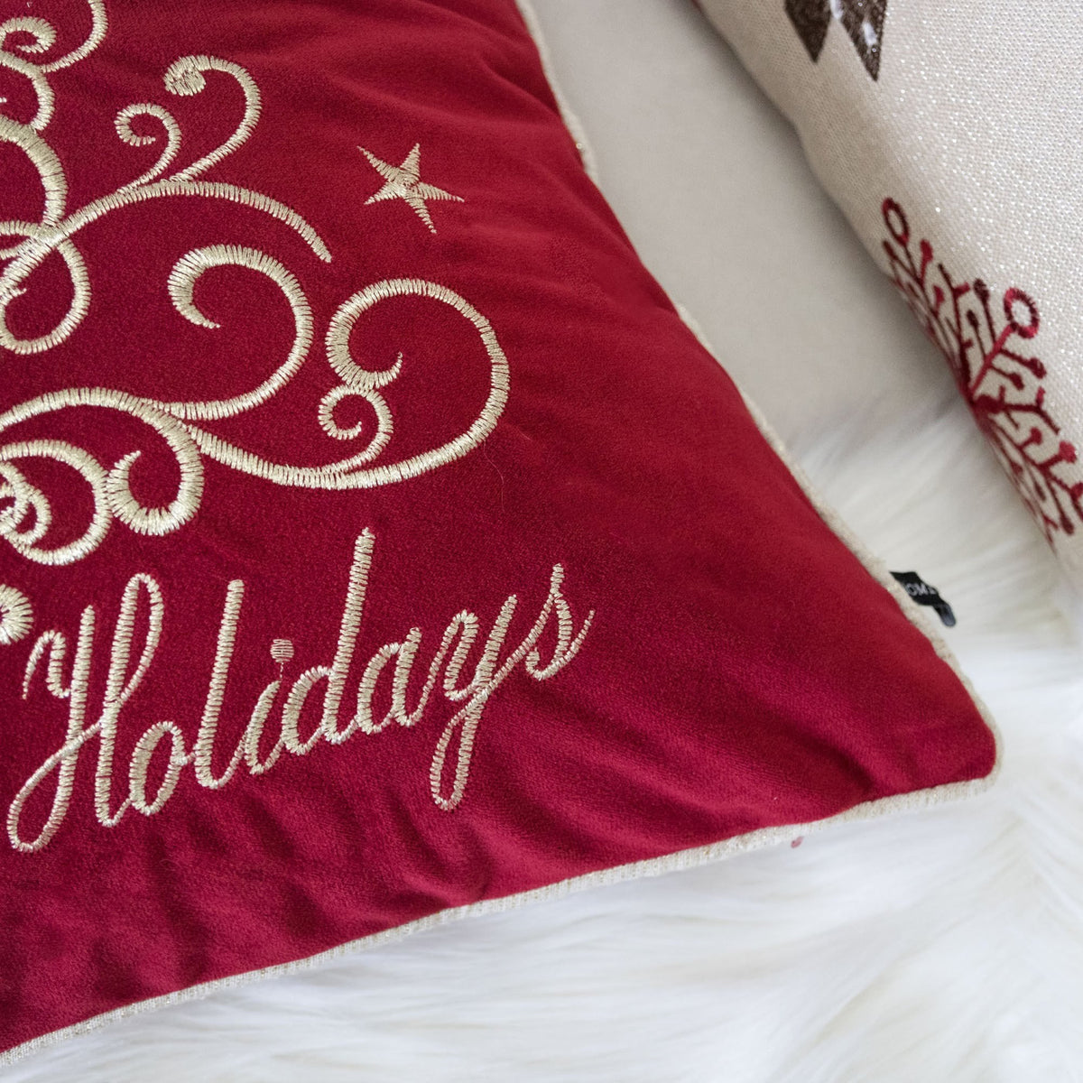 Modern European furniture - Happy Holidays Velvet Christmas Pillows (4) - www.oroa.com