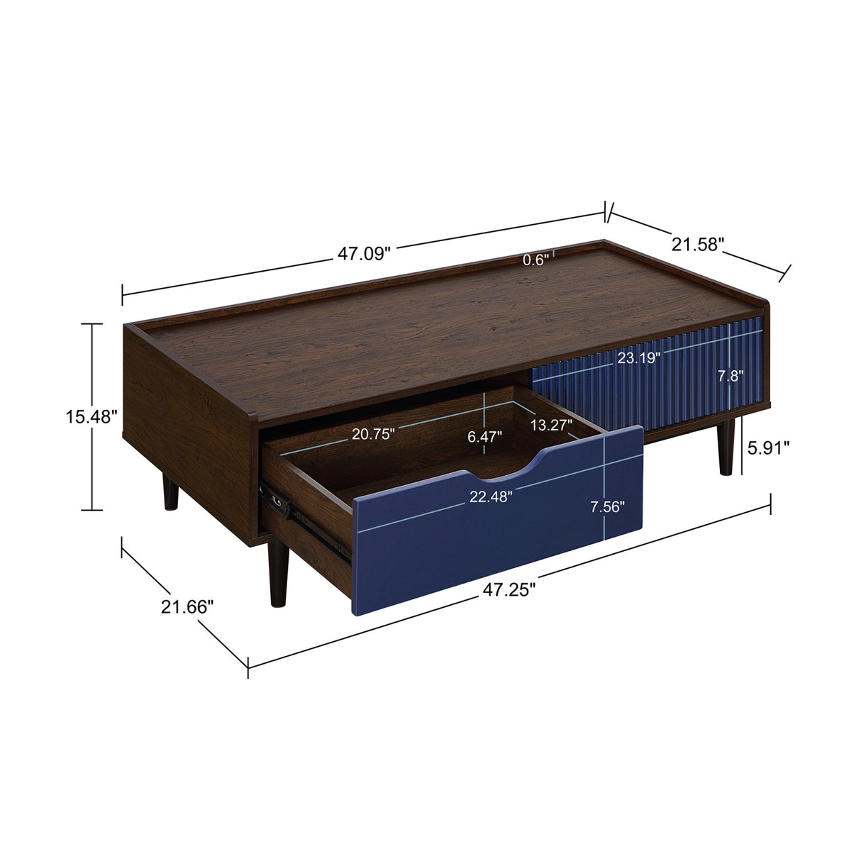 Blue Rectangular Coffee Table | OROA