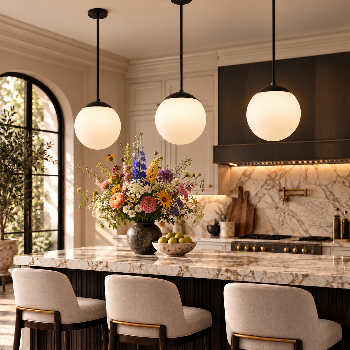 White Glass Globe Pendant Light | OROA