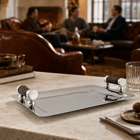 Stainless Steel & Antler Serving Tray - OROA