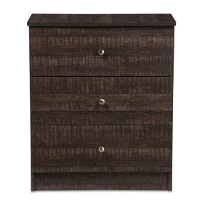 Modern European furniture - Brown Wooden 3-Drawer Chest - www.oroa.com
