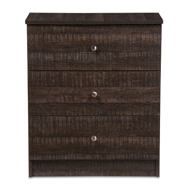 Modern European furniture - Brown Wooden 3-Drawer Chest - www.oroa.com