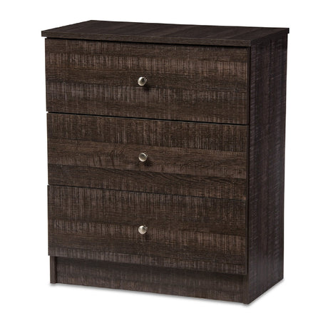 Modern European furniture - Brown Wooden 3-Drawer Chest - www.oroa.com