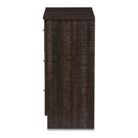 Modern European furniture - Brown Wooden 3-Drawer Chest - www.oroa.com