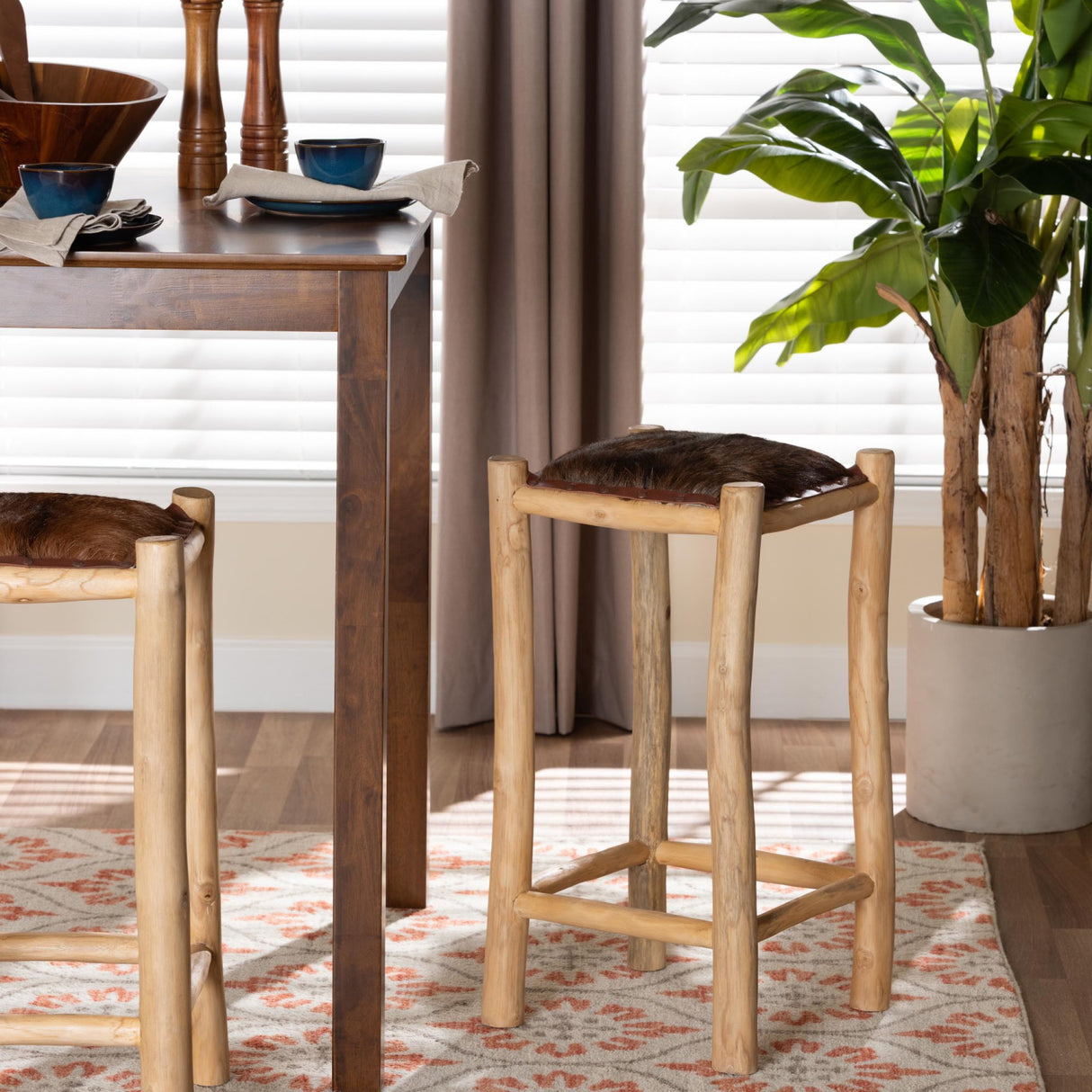 Modern European furniture - Rustic Leather Counter Stool - www.oroa.com