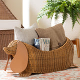 Natural Rattan Dachshund Basket – Daffodil – angled view