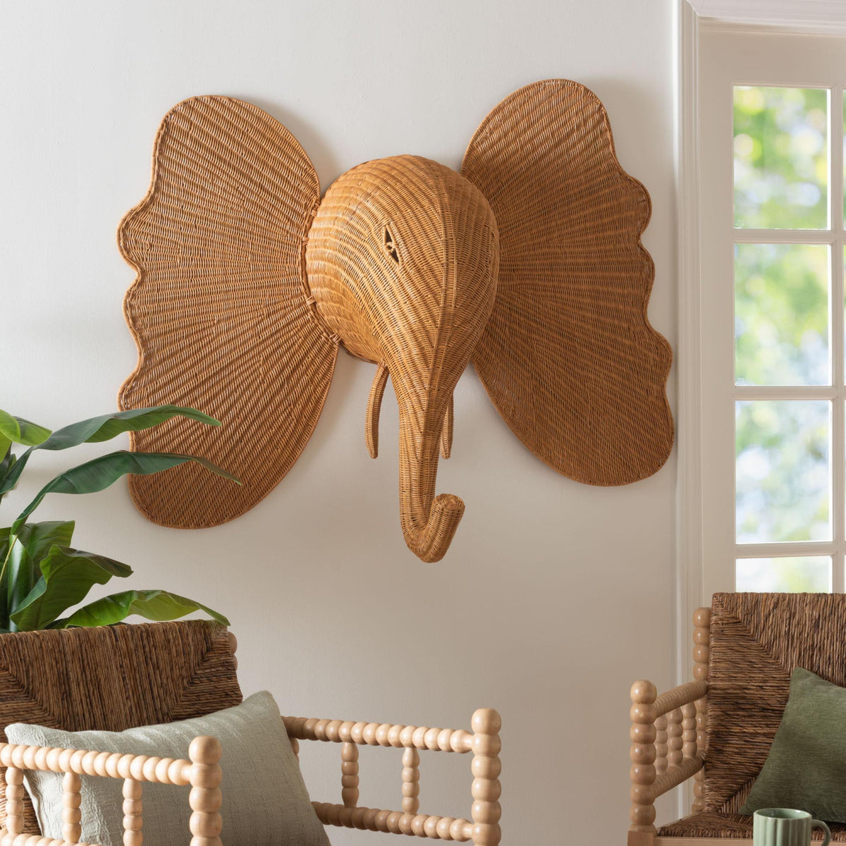 Rattan Elephant Wall Decor | OROA Kids Elissa