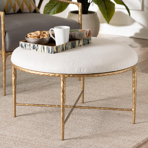   Modern European furniture - White Padded Round Cocktail Ottoman - www.oroa.com | Oroa.com