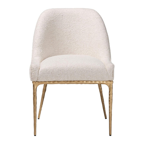 Modern European furniture - White Boucle Dining Side Chair - www.oroa.com