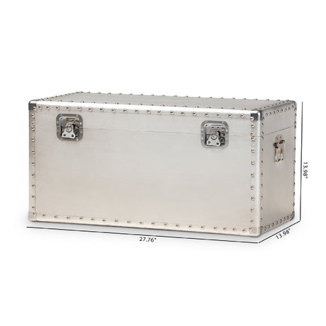 Modern European furniture - Silver Metal Storage Trunk - www.oroa.com
