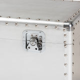 Modern European furniture - Silver Metal Storage Trunk - www.oroa.com