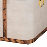 Modern European furniture - Beige Shagreen Look Storage Trunk - www.oroa.com