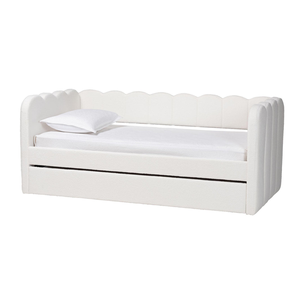 Modern European furniture - Cream Fabric Scalloped Daybed - www.oroa.com