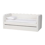 Modern European furniture - Cream Fabric Scalloped Daybed - www.oroa.com