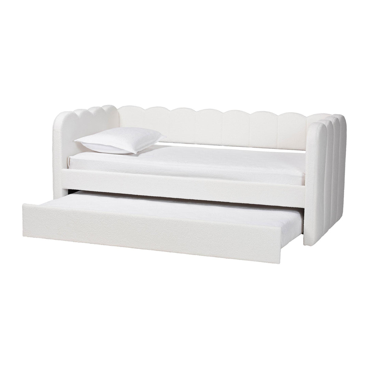 Modern European furniture - Cream Fabric Scalloped Daybed - www.oroa.com