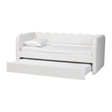 Modern European furniture - Cream Fabric Scalloped Daybed - www.oroa.com