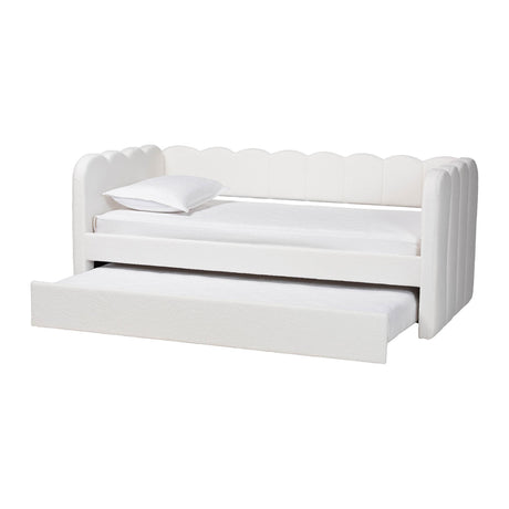 Modern European furniture - Cream Fabric Scalloped Daybed - www.oroa.com