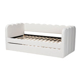Modern European furniture - Cream Fabric Scalloped Daybed - www.oroa.com