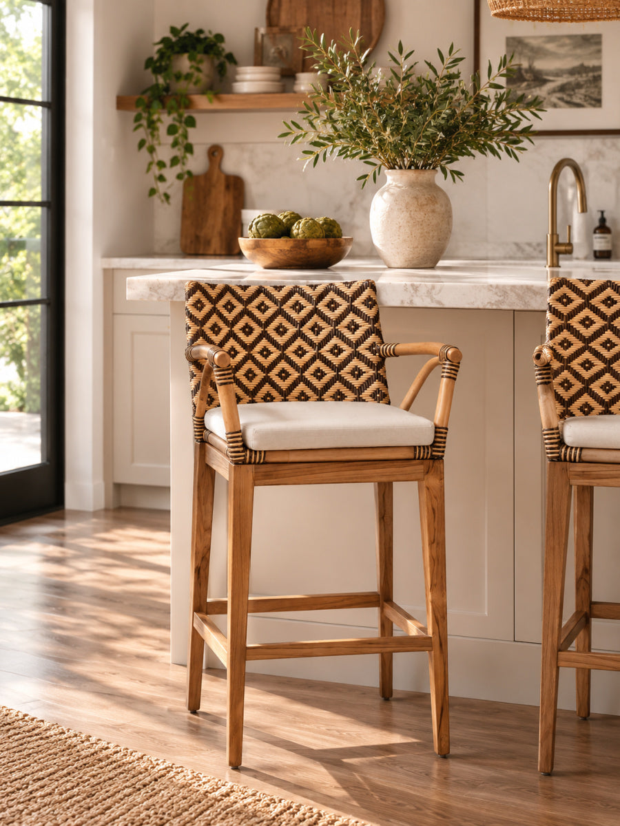Rattan & Teak Counter Stool | Bali Loom Storsel