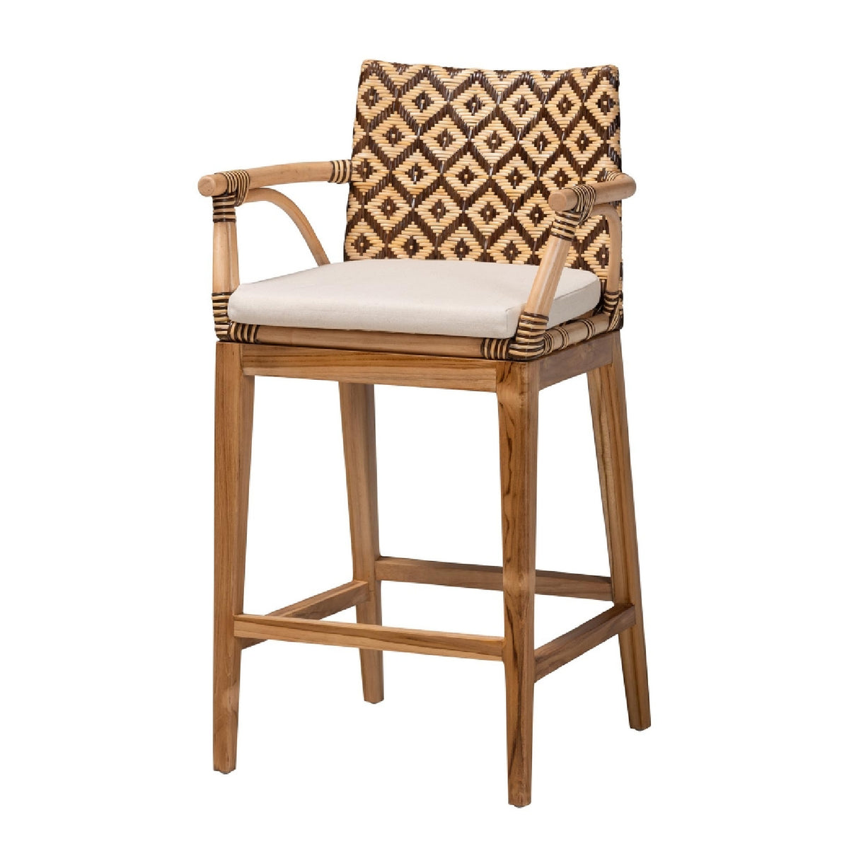 Rattan & Teak Counter Stool | Bali Loom Storsel
