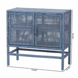 Modern European furniture - Blue Rattan 2-Door Cabinet - www.oroa.com