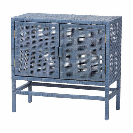 Modern European furniture - Blue Rattan 2-Door Cabinet - www.oroa.com