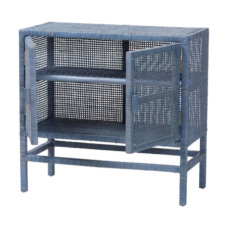 Modern European furniture - Blue Rattan 2-Door Cabinet - www.oroa.com