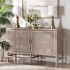   Modern European furniture - Vivan Natural Rattan Storage Cabinet - 2-Tier Handwovena - www.oroa.com | Oroa.com
