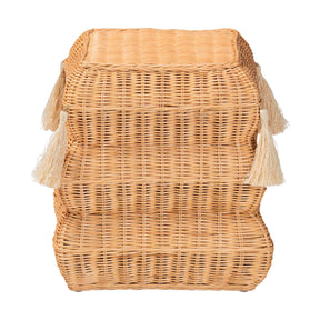 Tasseled Rattan Footstool - OROA Kids - view 1