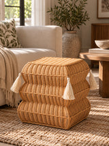 Tasseled Rattan Footstool | OROA Kids Noura